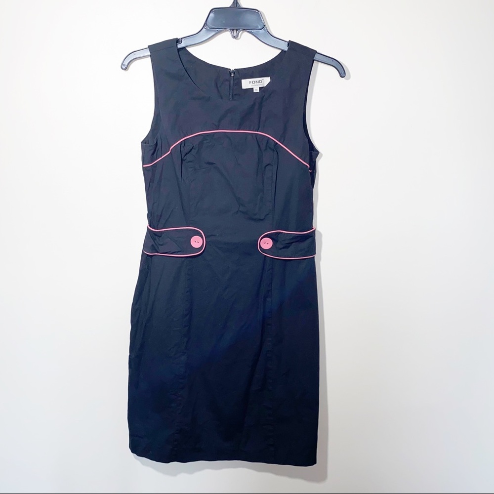Fond Black Dress with pink trim Size Medium retro